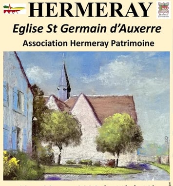 Exposition dans l'église médiévale d'Hermeray : Pastels de Michel Breton réalisés sur le patrimoine du village