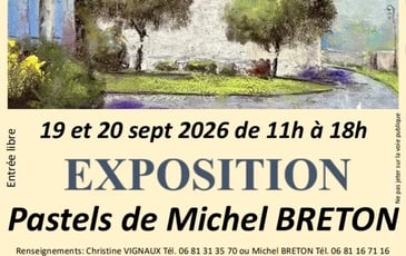 Exposition dans l'église médiévale d'Hermeray : Pastels de Michel Breton réalisés sur le patrimoine du village